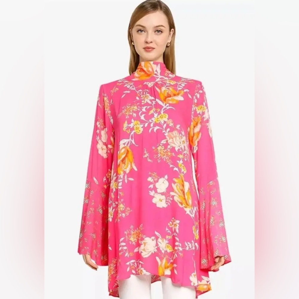 Free People Tate Tunic Retro Mini Dress in Lollipop Combo Pink - Picture 5 of 11